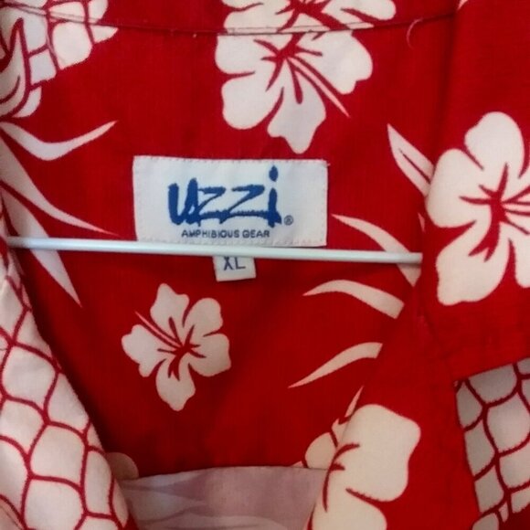 Uzzi Amphibious Gear Men's Hawaiian Shirt  | Surfer shirt | Size XL | Red White - Picture 10 of 14